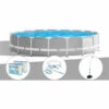 Kit Piscine Tubulaire Intex Prism Frame Ronde 5,49 X 1,22 M + 6 Cartouches De Filtration + Kit D'entretien + Douche Solaire - Gris