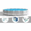 Kit Piscine Tubulaire Intex Prism Frame Ronde 5,49 X 1,22 M + Kit D'entretien + Bâche à Bulles + Kit De Traitement Au Chlore - Gris