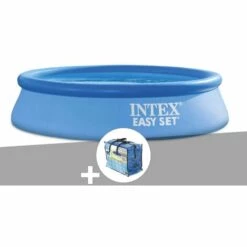 Kit Piscine Autoportée Intex Easy Set 2,44 X 0,61 M + Bâche à Bulles - Bleu