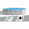 Kit Piscine Tubulaire Intex Prism Frame Ronde 5,49 X 1,22 M + 6 Cartouches De Filtration + Pompe à Chaleur - Gris