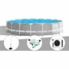 Kit Piscine Tubulaire Intex Prism Frame Ronde 5,49 X 1,22 M + Douche Solaire + Kit De Traitement Au Chlore + Pompe à Chaleur - Gris