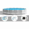 Kit Piscine Tubulaire Intex Prism Frame Ronde 5,49 X 1,22 M + 6 Cartouches De Filtration + Kit D'entretien + Pompe à Chaleur - Gris