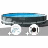 Kit Piscine Tubulaire Intex Ultra XTR Frame Ronde 6,10 X 1,22 M + Kit D'entretien + Pompe à Chaleur - Gris