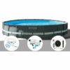 Kit Piscine Tubulaire Intex Ultra XTR Frame Ronde 6,10 X 1,22 M + Kit D'entretien + Kit De Traitement Au Chlore + Pompe à Chaleur - Gris