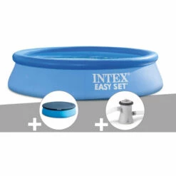 Kit Piscine Autoportée Intex Easy Set 2,44 X 0,61 M + Bâche De Protection + Épurateur à Cartouche - Bleu