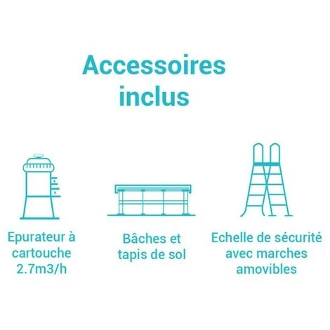 Piscine Tubulaire Prism Rectangulaire 4.88 X 2.44 X 1.07m Intex + Accessoires - Bleu - Bleu – Image 4