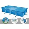 Kit Piscine Tubulaire Rectangulaire Intex 4,50 X 2,20 X 0,84 M + Filtration à Cartouche + 6 Cartouches De Filtration + Bâche à Bulles