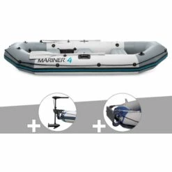 Kit Bateau Gonflable 4 Places Mariner 4 Avec Moteur, Rames Et Gonfleur - Intex - Gris