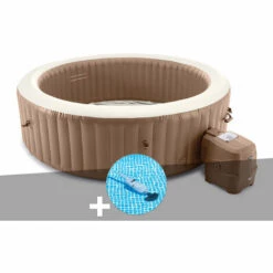 Kit Spa Gonflable Intex PureSpa Sahara Rond Bulles 8 Places + Aspirateur - Beige
