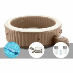 Kit Spa Gonflable Intex PureSpa Sahara Rond Bulles 8 Places + Aspirateur + Kit D'entretien + Kit De Traitement Au Brome - Beige