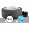 Kit Spa Gonflable Intex PureSpa Access Rond Bulles 4 Places + Kit D'entretien + Aspirateur - Gris