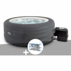 Kit Spa Gonflable Intex PureSpa Access Rond Bulles 4 Places + 6 Filtres - Gris