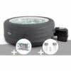 Kit Spa Gonflable Intex PureSpa Access Rond Bulles 4 Places + 6 Filtres + Kit Traitement Brome - Gris