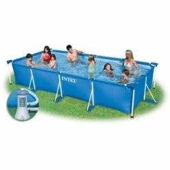 Piscine Tubulaire Intex Metal Frame 4,50 X 2,20 X 0,84 M + Épurateur 1,7 M³ - Bleu