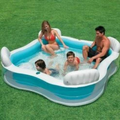 INTEX Piscine Gonflable Carrée Avec Sièges Bleu