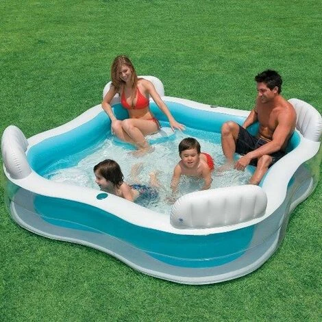 INTEX Piscine Gonflable Carrée Avec Sièges Bleu