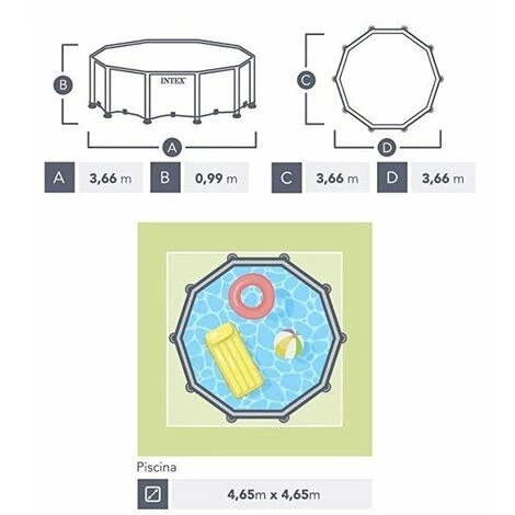 Piscine Ronde Hors Sol Intex Prism Frame Ø 366 Cm Couleur Gris 26716NP | Gris – Image 5