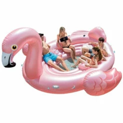 Ile Géante Flamant Rose Bouée Geante 422x373x185 Cm Matelas Fonflable Intex 57267 NP Party Island En Forme De Flamant Rose