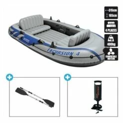 BATEAU GONFLABLE INTEX EXCURSION 4 + 2 AVIRONS + GONFLEUR - Incolore - 68324NP